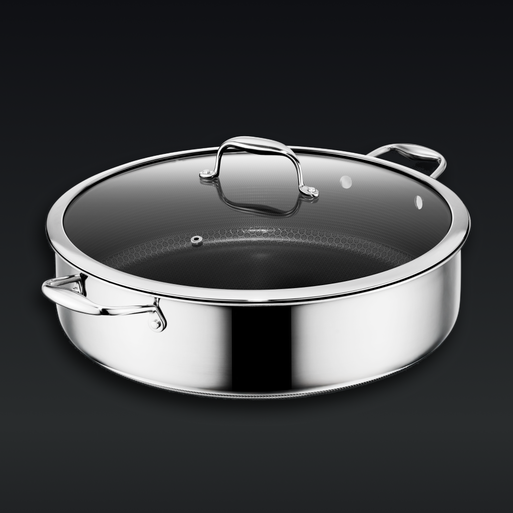 Hybrid Deep Sauté Pan with Lid. 10-QT